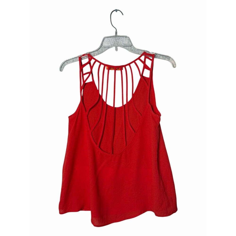 Street Love Red Cage Back Tank Top Ladder Strap Cutout Open Back 2K Boho Sz S - Picture 2 of 4